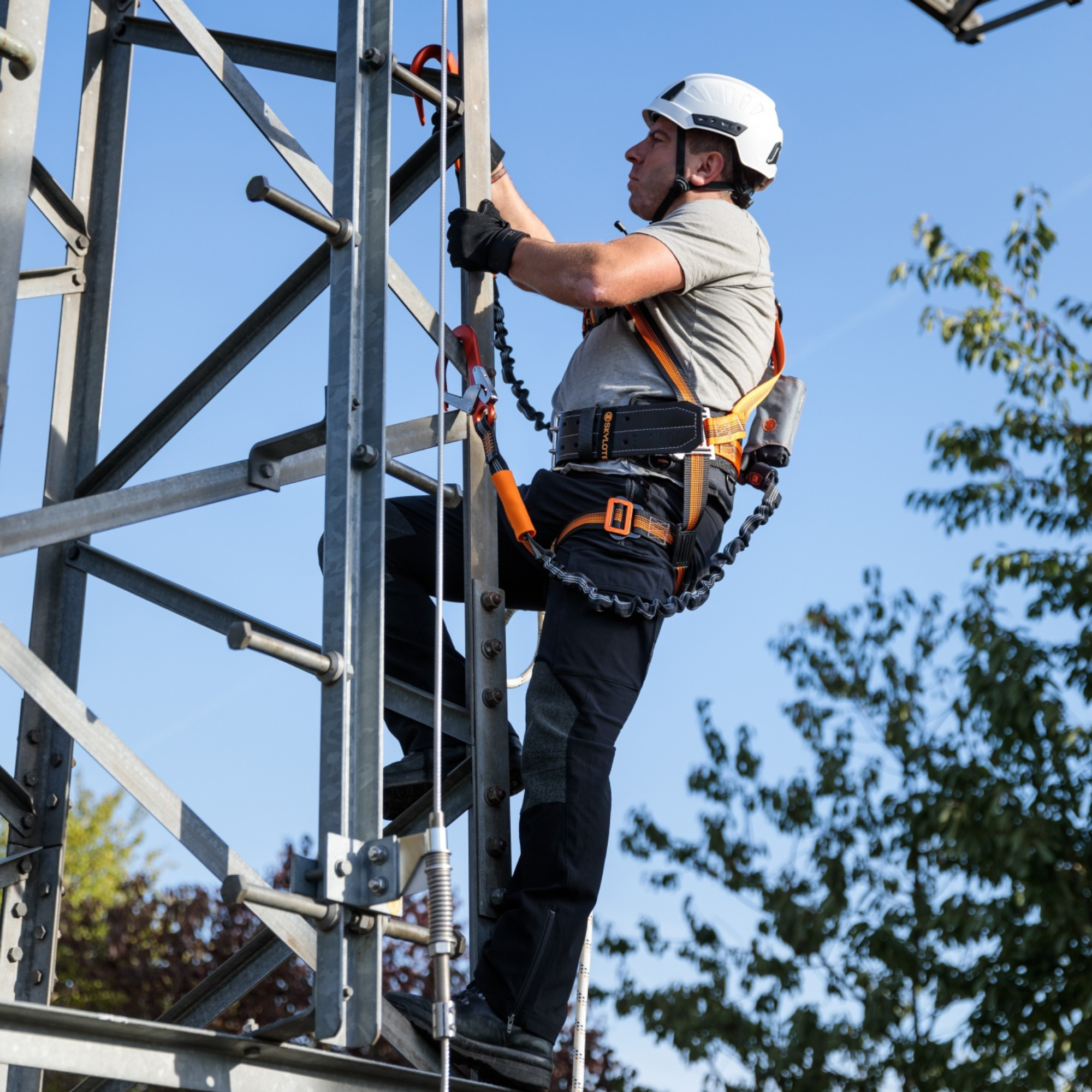 Skylotec SkySafe Pro Flex Y Twin Leg Lanyard with Steel Rebar Hooks from Columbia Safety
